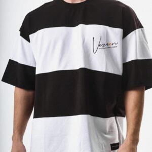 STRIPED JACQUARD  OVERSIZED TEES BLACK & WHITE
