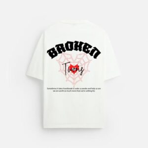 BROKEN OVERSIZED FIT TEES WITHE