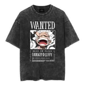 "Washed Black Oversized T-Shirt with Minimal Anime Art"